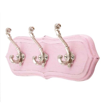 Pink Silver Small Wall Wooden Iron Hooks